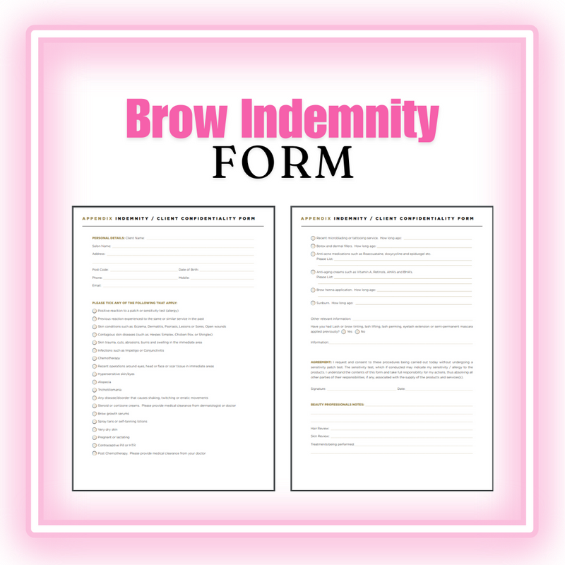 Brow Indemnity - FORM  [digital download]